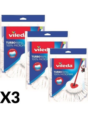 Frefly Store Vileda Turbo Yedek PASPAS,%100 Mikrofiber, 3 Adet