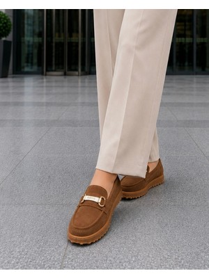 Homiro Kadın Süet Loafer Tokalı Günlük Ayakkabı - Siyah