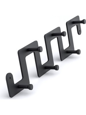 Frefly Store Zeta Siyah Metal Askı 6’lı Lüx Vestiyer Dolap Portmanto Elbise Ceket Çanta Asma Aparatı Askılık