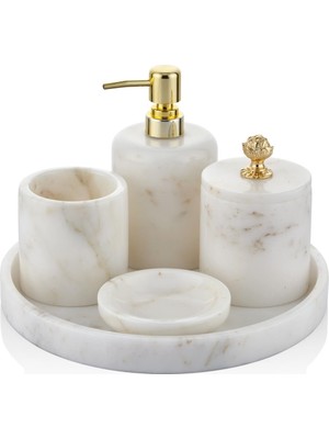 Frefly Store Setabianca Evza Mermer Banyo Seti Bloom Beyaz
