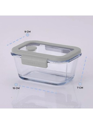 Frefly Store Neoflam Fika Glace Vakumlu Cam Saklama Kabı 460 ml Gri