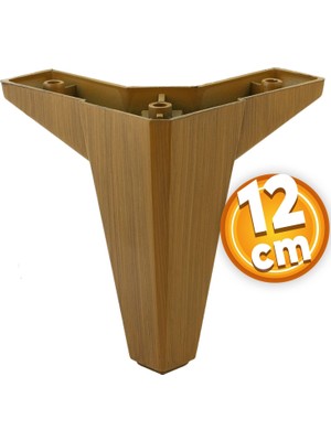 Frefly Store BADEM10 Sedir Lüks Mobilya Kanepe Sehpa Baza Tv Ünitesi Koltuk Ayağı Ahşap Desenli Koyu Ceviz 12 cm Ayak