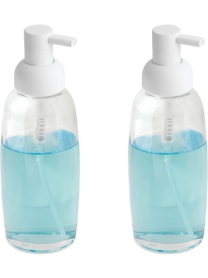 Frefly Store Bosphorus Homi Banyo Seti Sıvı Sabunluk 2 Adet Beyaz Cam 7X7X21CM 300ML