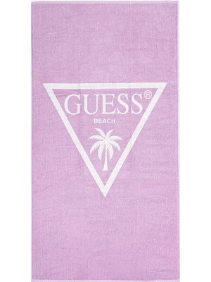 Frefly Store Guess Üçgen Palmiye Logolu Plaj Havlusu, Mor, %100 Pamuk, Unisex
