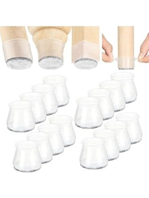 Frefly Store 36 Adet Yarı Saydam Keçeli Silikon Zemin Koruyucu, 3-3.5 cm Boyutunda, Beyaz