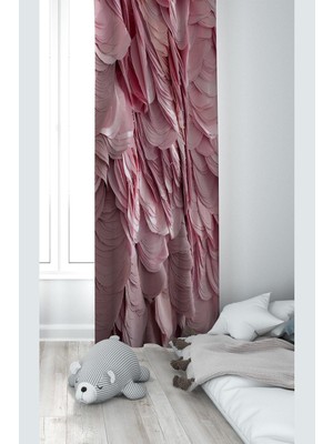 Frefly Store Pelangi Pembe Katmanlı Desenli Dijital Baskı Yıkanabilir Bebek Çocuk Odası Fon Perdesi, Pembe 140 x 240