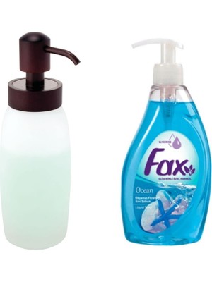 Frefly Store Bosphorus Homi Buz Desenli Cam Sıvı Sabunluk ve 1 Adet 400 ml Sıvı Sabun Okyanus Kokulu