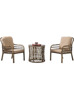 Frefly Store Rehome Capri Swing Pisa Tekli Rattan Bahçe Balkon Oturma Grubu Açık Kahve 703