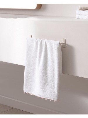 Frefly Store MELLY%100 Pamuk Kroşeli Yüz Havlusu - Beyaz/pudra - 50X70 cm
