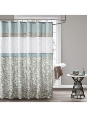 Frefly Store 510 Desıgn Duş Perdesi, Dahili Astarlı Geometrik Dokulu Nakış Tasarımı, Modern Orta Yüzyıl Banyo Dekoru, Makinede Yıkanabilir, Kumaş Gizlilik Ekranı 72X72, Shawnee, Deniz Köpüğü