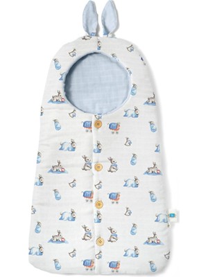 Frefly Store Deux Lapıns% 100 Pamuk Bebe Lapin Mavi Pamuk Muslin Kundak Battaniye BSSNT1018