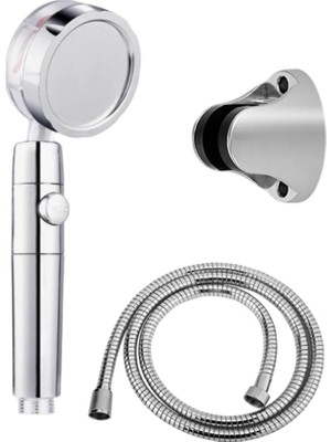 Frefly Store Deyhome Turbo Fanlı 3lü Set Gri 5 Fonksiyonlu Duş Başlığı Turbo Jet Pervaneli Yüksek Basınçlı Duş Başlığı Hortum Askı Aparatı