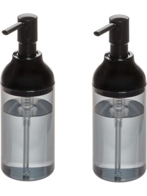 Frefly Store Bosphorus Homi Banyo Seti Sıvı Sabunluk 2 Adet Füme Siyah Renkli Akrilik 8X8X16CM 360ML
