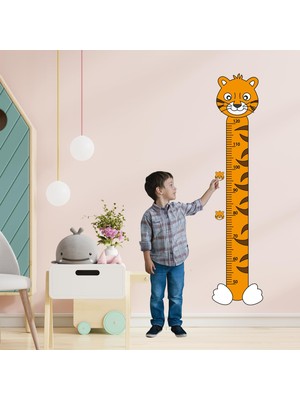Frefly Store Kaplan Temalı Çocuk Boy Ölçer Duvar Stickerı – Sevimli Hayvan Figürlü Yükseklik Cetveli