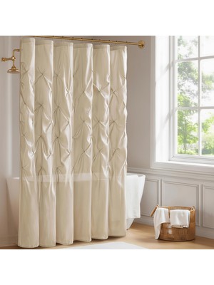 Frefly Store Madison Park Laurel Fildişi Duş Perdesi, Banyo Için Parçalı Geçişli Duş Perdeleri, 72 x 72, Doğal