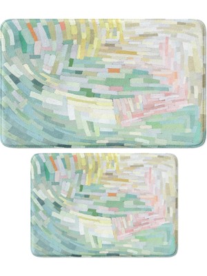 Frefly Store Sevimli Tasarımlı Mikrofiber 2'li Takım Banyo Paspası, Kaymaz Taban, Makinede Yıkanabilir (40X60_50X80) 314_TKMBP