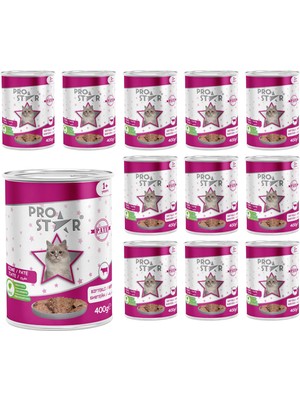 Frefly Store Prostar Yetişkin Kedi Biftekli Pate 400 gr x 12 Adet