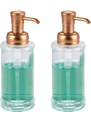 Frefly Store Bosphorus Homi Banyo Seti Sıvı Sabunluk 2 Adet Cam Altın Pirinc Pompalı 7X7X20CM 325ML
