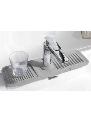 Frefly Store Orret Home Musluk Matı, Eviye Matı,elastik Musluk Matı Su Tutucu Düzenleyici Kaydırmaz Taban Organizer Mutfak Banyo Lavabo,musluk Matı Silikon (Gri)