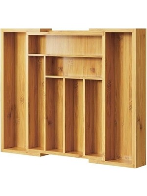 Frefly Store Prokitchen Bambu Çekmece Düzenleyici, Genişletilebilir Çatal Bıçak Düzenleyicisi, Mutfak Gereçleri Için Bölücülü Çatallık Tepsisi, Orta Boy, 7 Bölmeli