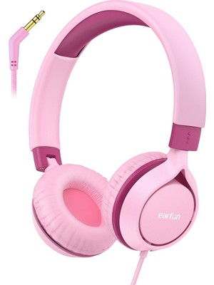 Frefly Store Earfun S1 Kablolu Kulaküstü Çocuk Kulaklık - Ayarlanabilir Kafa Bandı - Okul/seyahat/erkek/kız Çocuklar/bilgisayar/tablet Için Taşınabilir - Pembe