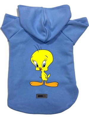 Frefly Store Monopetz Kapişonlu Polar Sweatshirt Köpek ve Kedi Kıyafeti & Elbisesi Mavi Yeni Tweety Xs