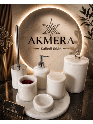Frefly Store Akmera Elite 7 PARÇA%100 Gerçek Mermer Banyo Seti