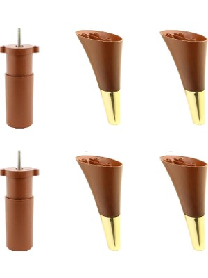 Frefly Store BADEM10 Clara 6'lı Set Mobilya Koltuk Kanepe Baza Yatak Tv Ünite Destek Ayağı 12 cm Ayak Gold Kahverengi