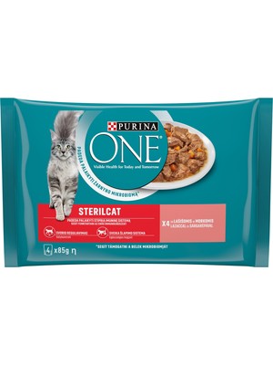 Frefly Store Purına One Somonlu Kısırlaştırılmış Kediler Için Yaş Kedi Maması 85 Gram, 4 Adet