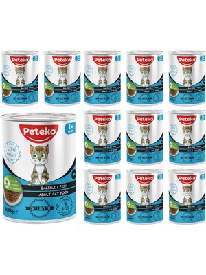 Frefly Store Peteko Yetişkin Kedi Balıklı ve Jöleli Konserve Mama 400 gr x 12 Adet