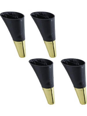 Frefly Store BADEM10 4 Adet Clara Mobilya Kanepe Sehpa Tv Ünitesi Baza Koltuk Ayağı Siyah Gold Renk 18 cm