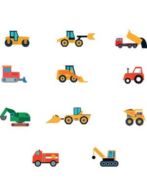 Frefly Store Tilki Dünyası Küçük Iş Araçları Çocuk Odası Dekoratif Duvar Sticker Yapışkanlı Folyo