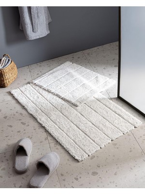 Frefly Store Madame Coco Serre 2'li Pamuklu Banyo Paspası Ekru