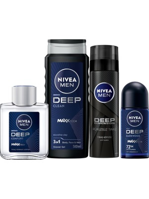 Frefly Store Nivea Erkek Cilt Bakım Seti (Deep Losyon + Deep Tıraş Köpüğü + Deep Roll On + Deep Duş Jeli)