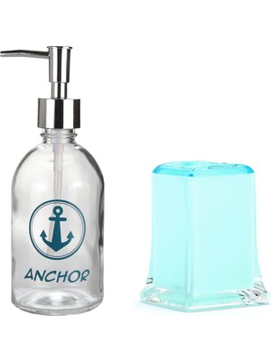 Frefly Store Bosphorus Sıvı Sabunluk ve Diş Fırçalık 2 Li Banyo Seti Gemici Çıpası