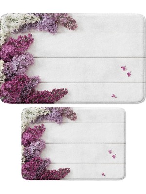 Frefly Store Sevimli Tasarımlı Mikrofiber 2'li Takım Banyo Paspası, Kaymaz Taban, Makinede Yıkanabilir (40X60_50X80) 194_TKMBP