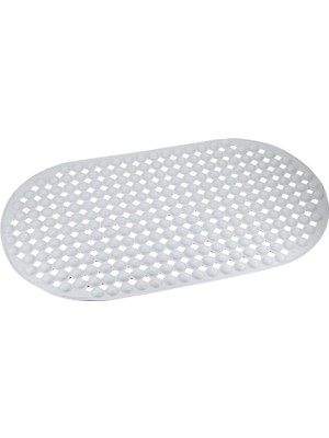 Frefly Store Efe Mark Premium Serisi Banyo - Küvet Içi Kaydırmaz Vantuzlu Yuvarlak Desenli Oval Paspas 66,5 x 36,5 Cm, Koyu Beyaz