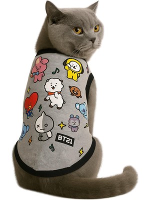 Frefly Store Monopetz Organik Kumaşlı Köpek ve Kedi Kıyafeti Gri Btsli M