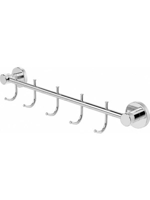 Frefly Store (1 Adet) Dual Serisi Krom Renk 5'li Kanca Askılık Lavabo Banyo Dayanıklı Metal Bornoz Askısı