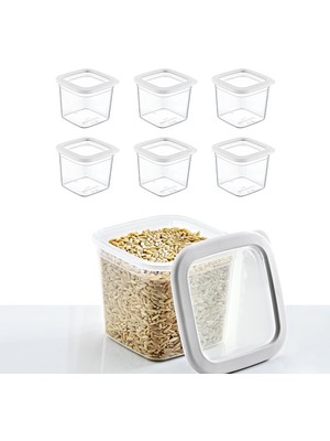 Frefly Store Smartware 6'lı Set Skali Kare Saklama Kabı Beyaz 740 ml