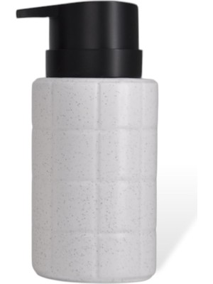 Frefly Store New Max Premium Serisi 300 ml Sıvı Sabunluk Pompalı Kare Desenli Seramik Sıvı Sabunluk Dispencer Beyaz