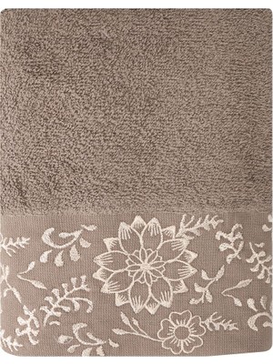 Frefly Store Porland Sty Akra Nakışlı Kahverengi Havlu 50X90, Tekli