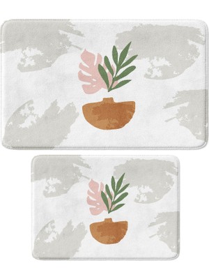 Frefly Store Sevimli Tasarımlı Mikrofiber 2'li Takım Banyo Paspası, Kaymaz Taban, Makinede Yıkanabilir (40X60_50X80)
