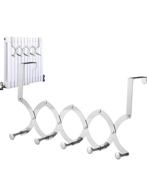 Frefly Store Nekuba Ayarlanabilir Kapı Kancası 5 Kancalı Katlanabilir Kapı Askısı, Genişletilebilir Havlu Palto Askısı Giysiler Şapka Havlu Için Asma, Banyoda Düzenleyici, Yatak Odası Karavan, Paslanmaz Çelik