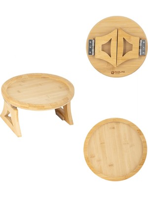 Frefly Store Porsima PBT-414 Bambu Koltuk Matı Ahşap Kanepe Koltuk Kenarı Sehpa Yan Sehpa Koltuk Katlanabilir Koltuk Kenarı Tepsisi