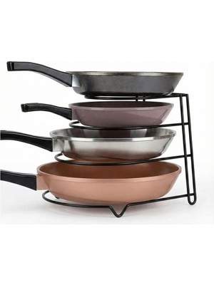 Frefly Store Orret Home Metal 4 Katlı Tava Rafı Düzenleyici Organizer – Dik ve Yatay Kullanım Tencere Tava Standı, Dolap Içi Tava Rafı, Mutfak Tencere Kapaklık Organizer, Çok Amaçlı Metal Raf