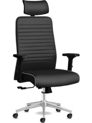 Frefly Store Calitte Tekno Yönetici Koltuğu Ergonomik Ofis Sandalyesi Deri Çalışma Koltuğu (Siyah Gri)