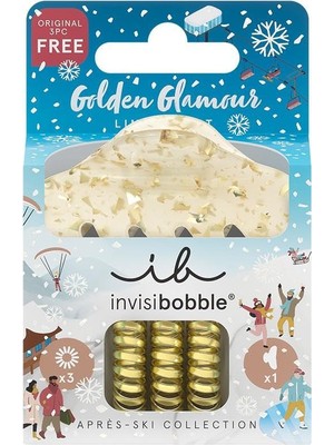 Frefly Store Invisibobble - Set S Apres Ski Golden Glamour -3 Spiral + 1 Klipsli Saç Tokası