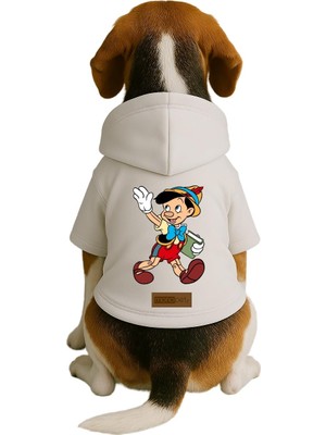 Frefly Store Monopetz Baskılı Içi Polarlı Köpek ve Kedi Kıyafeti & Elbisesi - Beyaz Renk Kapüşonlu Hoodie B5487 S