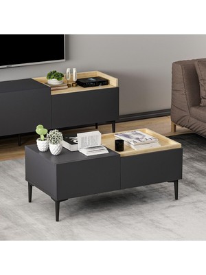 Frefly Store Inarch Dizayn Mia Orta Sehpa Antrasit/safir Meşe
